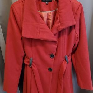 Red winter peacoat